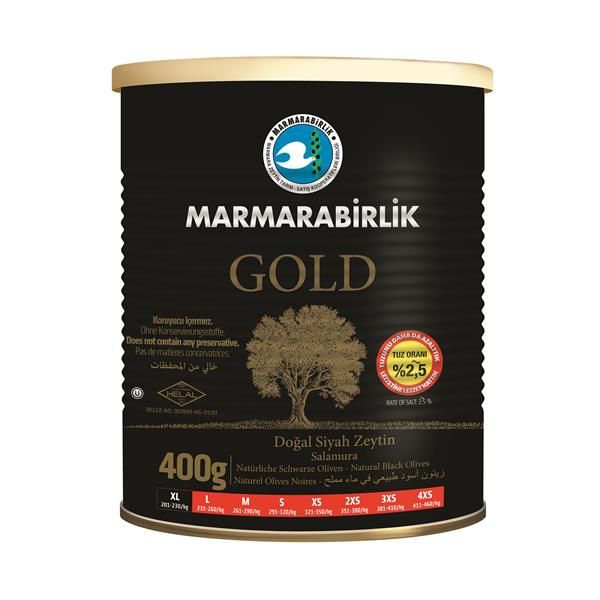 Marmarabirlik Gold Az Tuzlu Siyah Zeytin 400 Gr