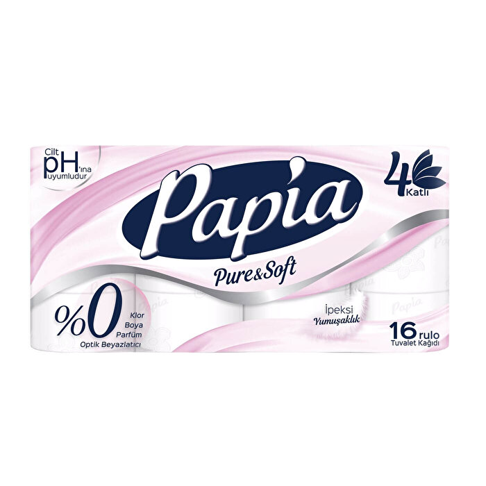 Papia Tuvalet Kağıdı Pure & Soft 4 Katlı 16'lı