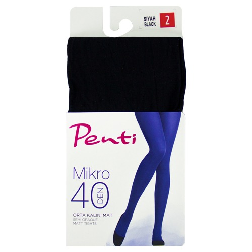 Penti Mikro Orta Kalın Mat Külotlu Çorap Siyah Renk 40 DEN (Beden: 2)