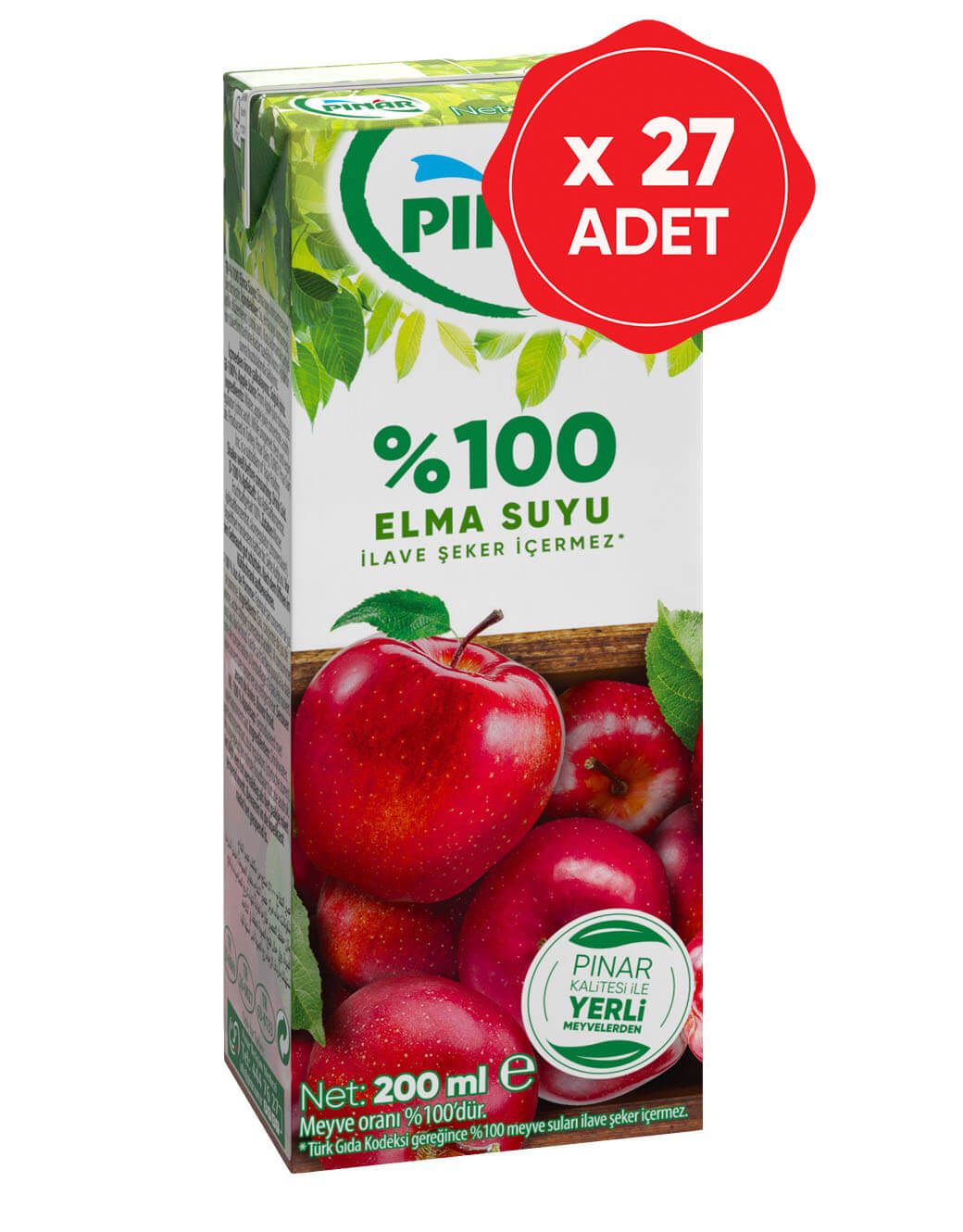 Pınar %100 Elma Suyu 200 Ml x 27 Adet