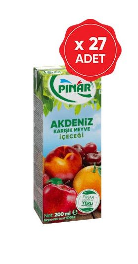 Pınar Akdeniz Karışık Meyve İçeçeği 200 Ml x 27 Adet